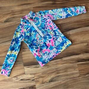 Lilly Pulitzer Blue & Pink Neon 1/4 zip pullover
